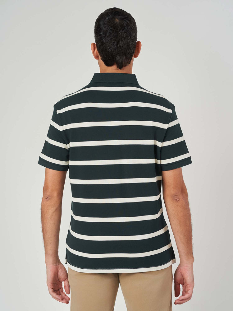Green Striped Cotton Short Sleeve T-Shirt