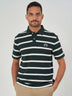 Green Striped Cotton Short Sleeve T-Shirt
