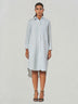 Striped Viscose Linen Relaxed Midi Shirt Dress