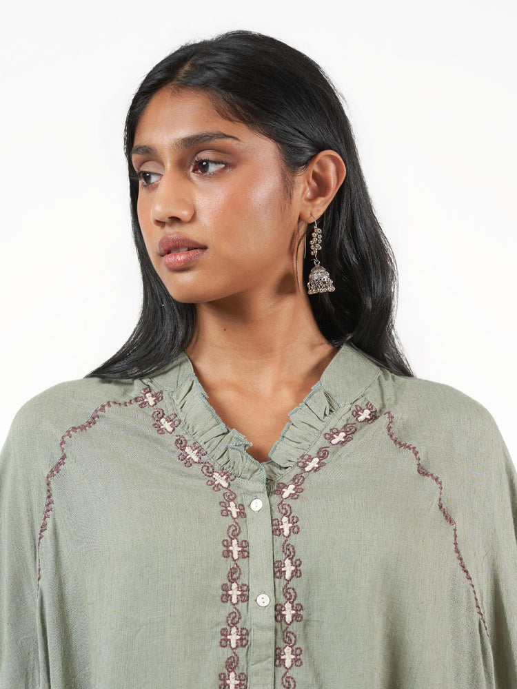 Cotton Viscose Embroidered Short Kurti