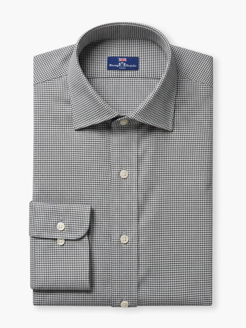 Grey Checked Cotton Twill Custom Shirt