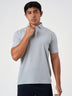 Grey Cotton Plain Polo T-Shirt