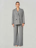 Grey Pinstripe Double-Breasted Wide-Leg Suit
