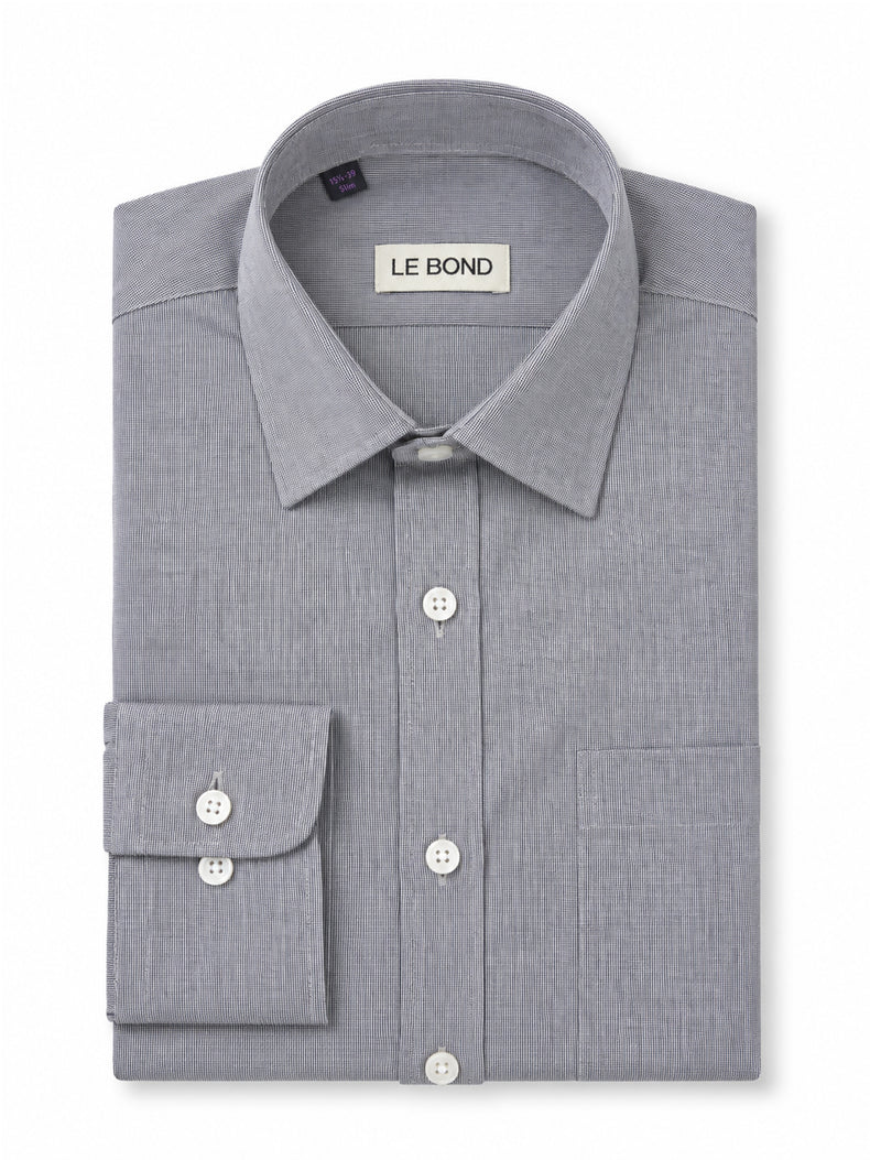 Grey Cotton Blend Parker Collar Shirt