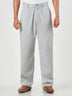 Grey Plain Relaxed Fit Cotton Trousers