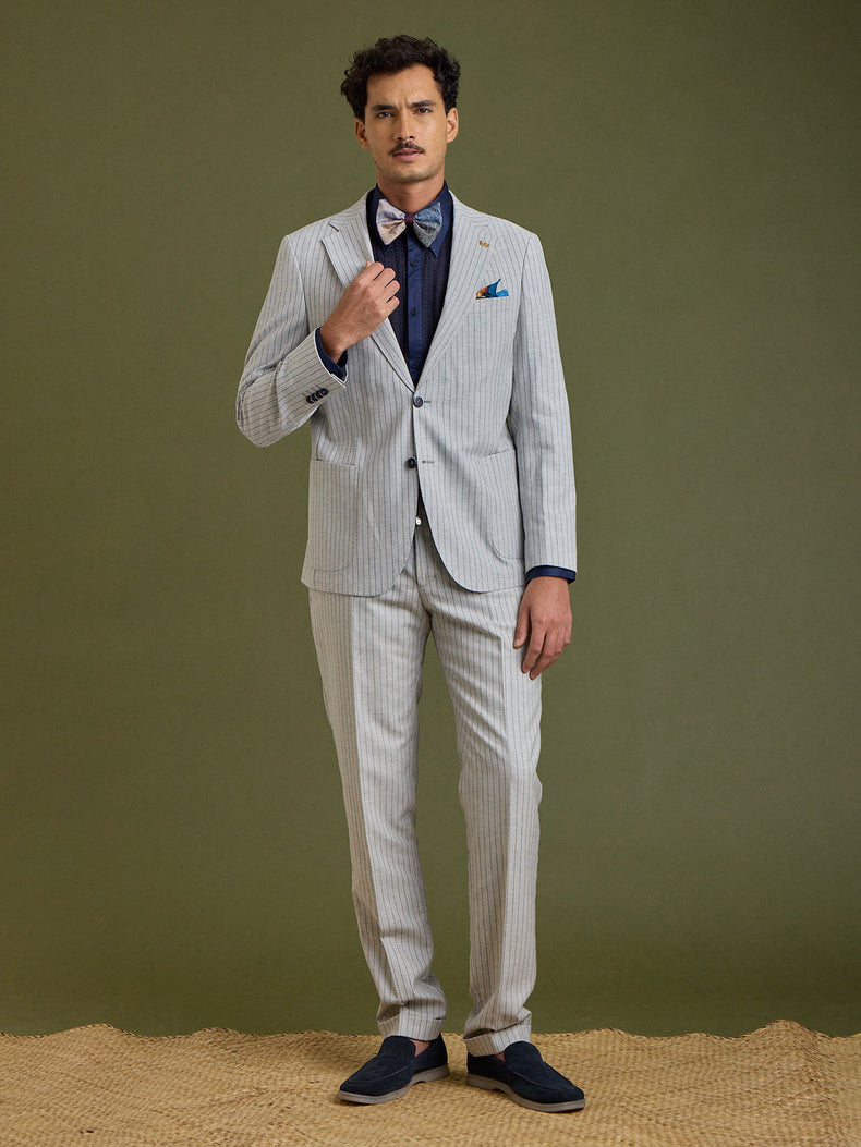 Grey Pinstripe Slim Fit Suit