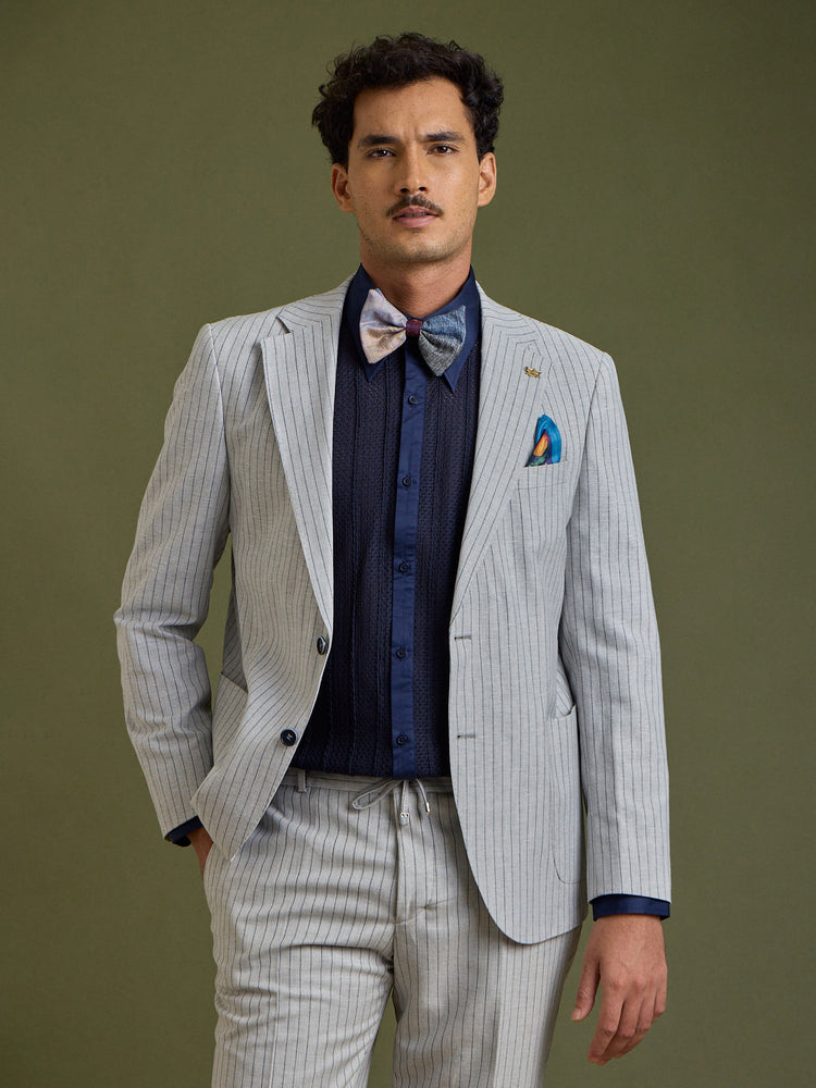 Grey Pinstripe Slim Fit Suit