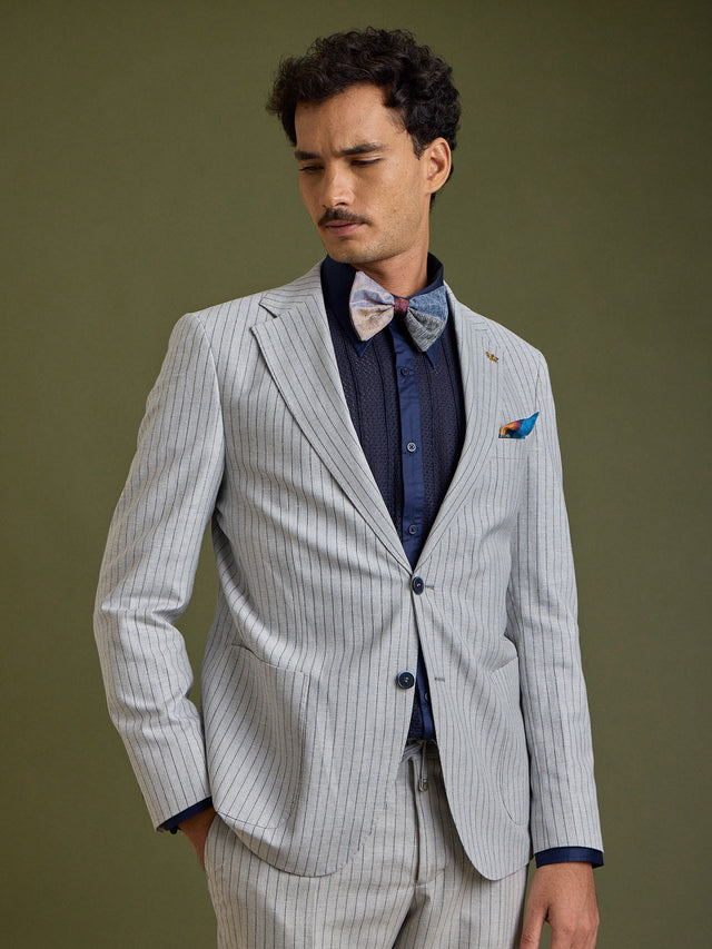 Grey Pinstripe Slim Fit Suit