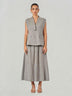 Linen Blend Sleeveless Vest Skirt Set