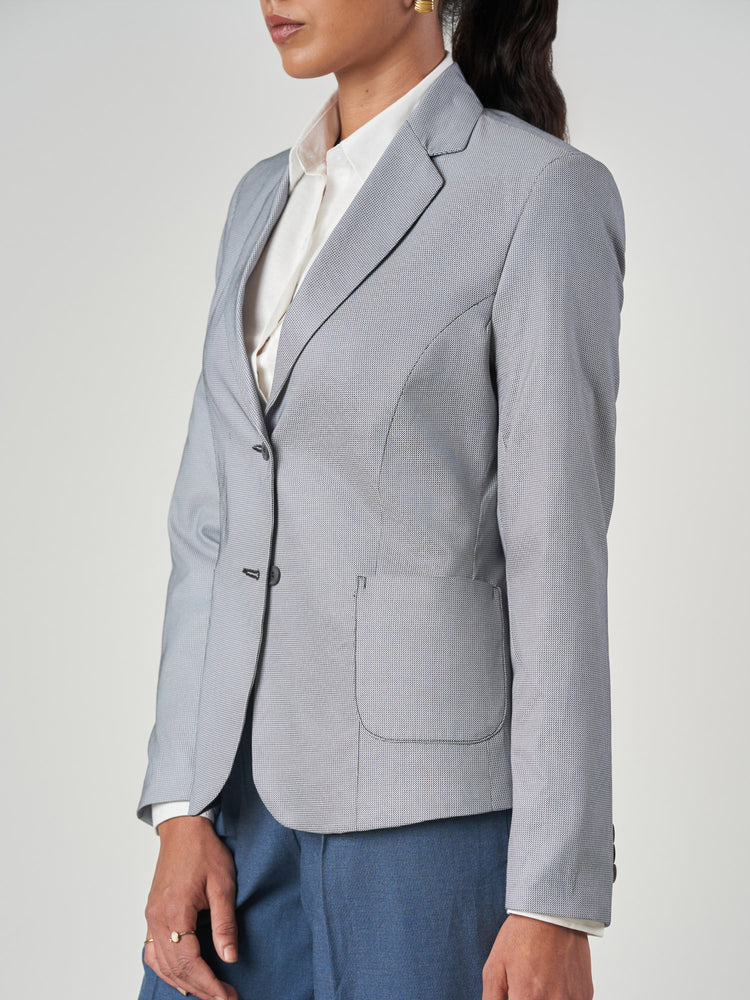 Grey Printed Regular Fit Formal Jacket