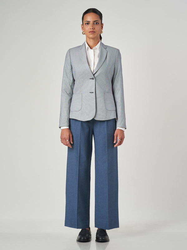 Grey Printed Regular Fit Formal Jacket