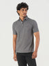 Grey Striped Cotton Polo T-Shirt
