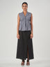 Grey Textured Sleeveless Blouse
