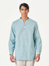 Light Blue Plain Cotton Casual Kurtha