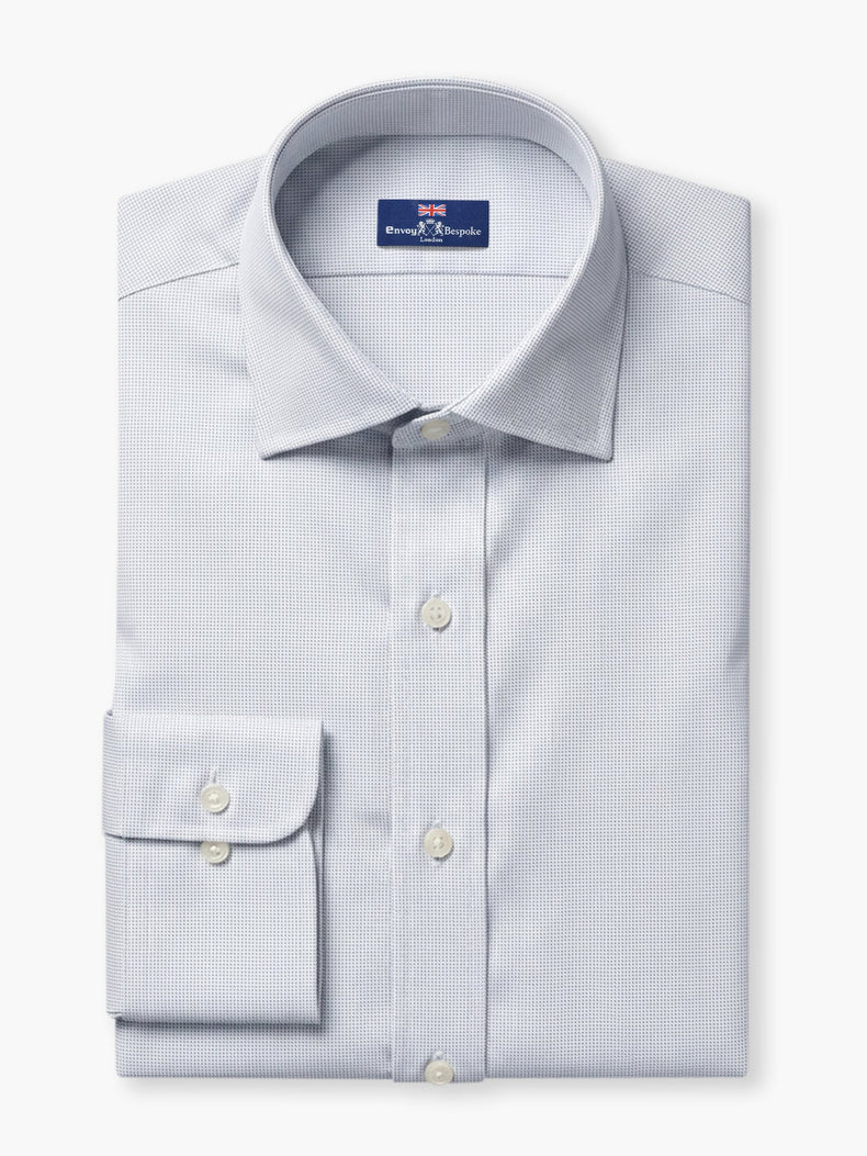 Light Blue Micro Geometric Giza Cotton Custom Shirt