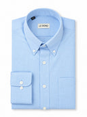 Light Blue Cotton Blend Slim-Fit Shirt