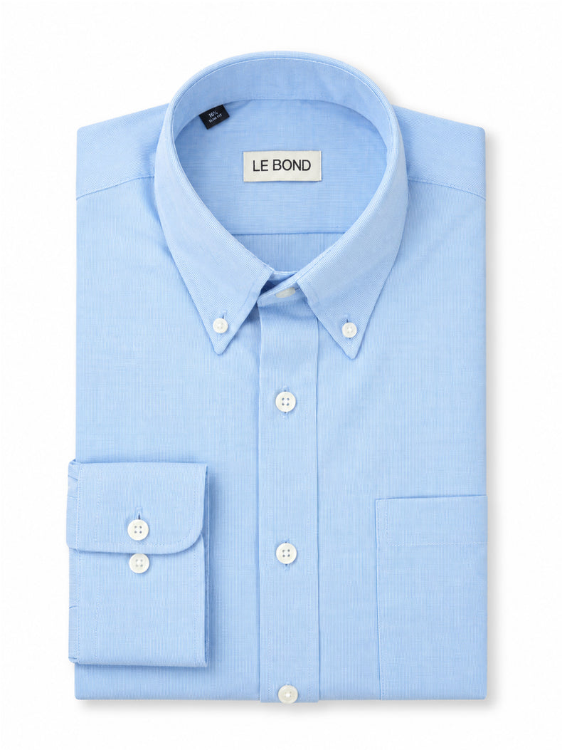 Light Blue Cotton Blend Slim-Fit Shirt