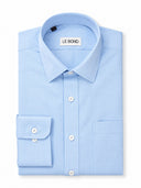 Light Blue Cotton-Blend Parker Collar Shirt