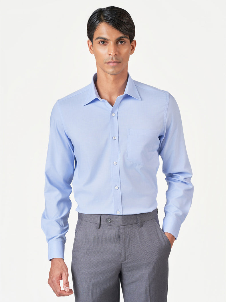 Light Blue Plain Long Sleeve Formal Shirt