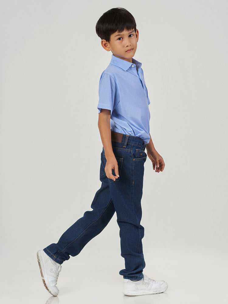 Light Blue Solid Cotton Short Sleeve Polo T-Shirt