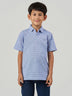 Light Blue Striped Cotton Short Sleeve Polo T-Shirt
