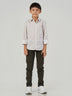 Light Brown Leaf Printed Cotton Viscose Long Sleeve Shirt