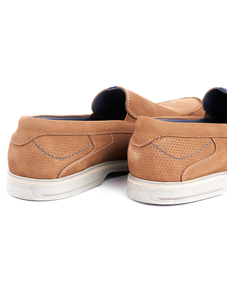 Nubuck Leather Embossed Party Slip-On Shoes