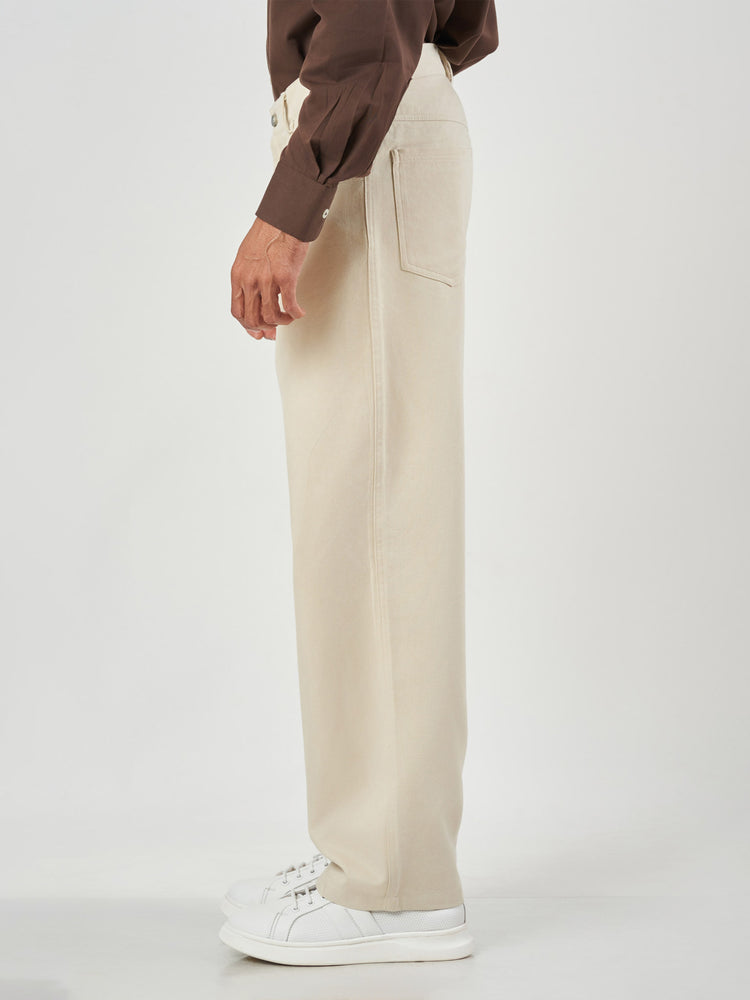 Plain Cotton Blend Lounge Fit Trousers