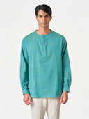 Light Green Plain Cotton Casual Kurtha
