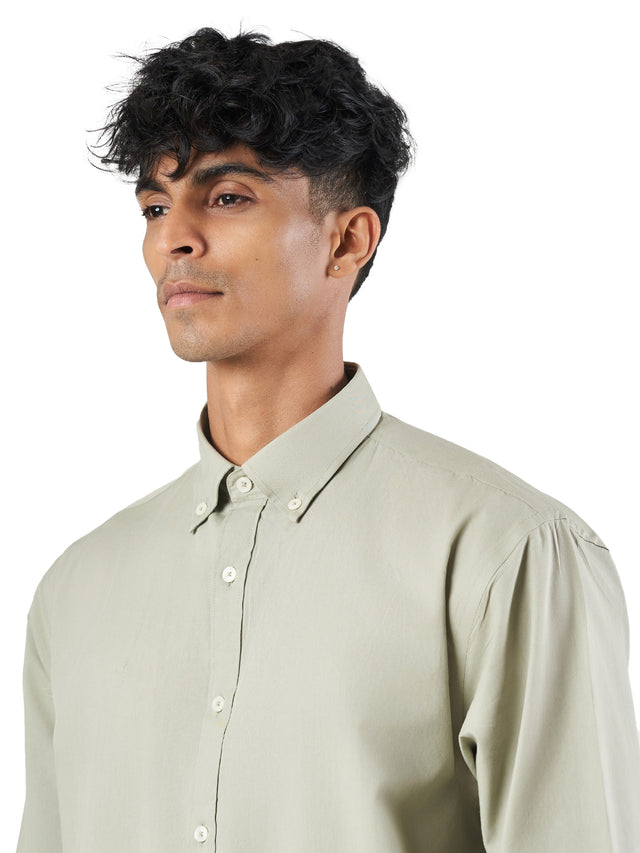 Light Green Cotton Lounge Fit Casual Shirt
