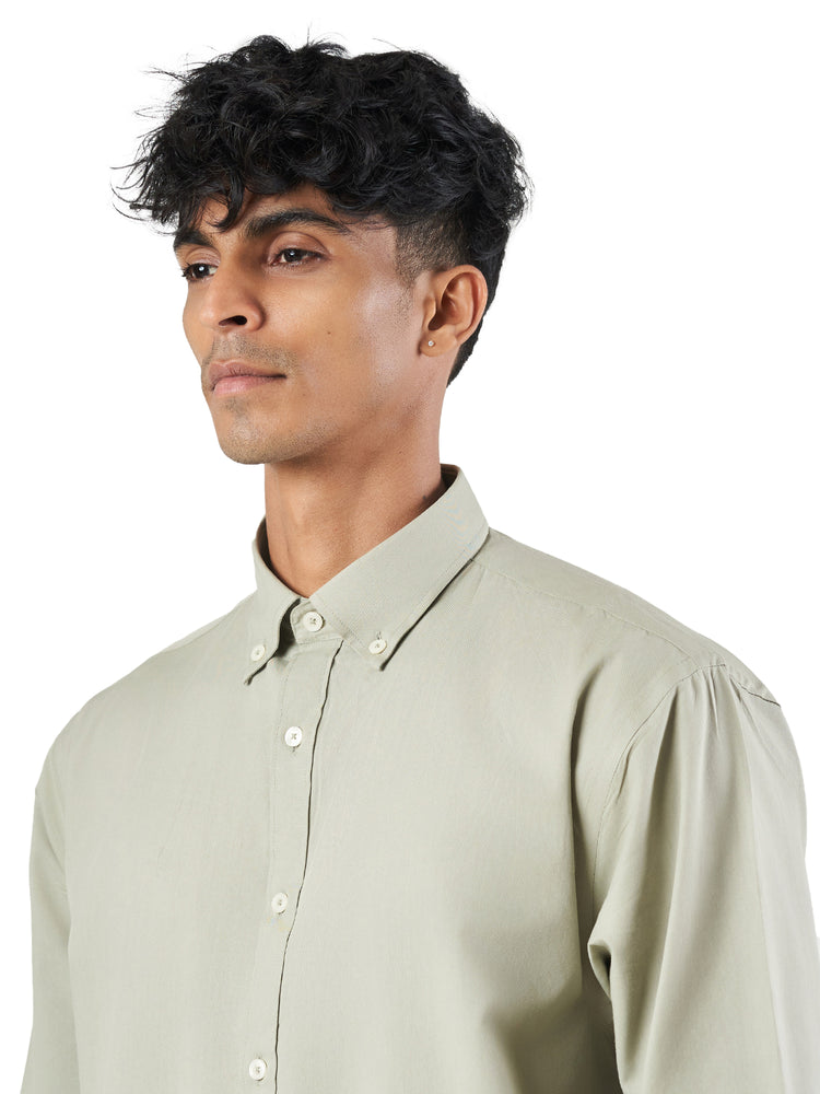 Light Green Cotton Lounge Fit Casual Shirt
