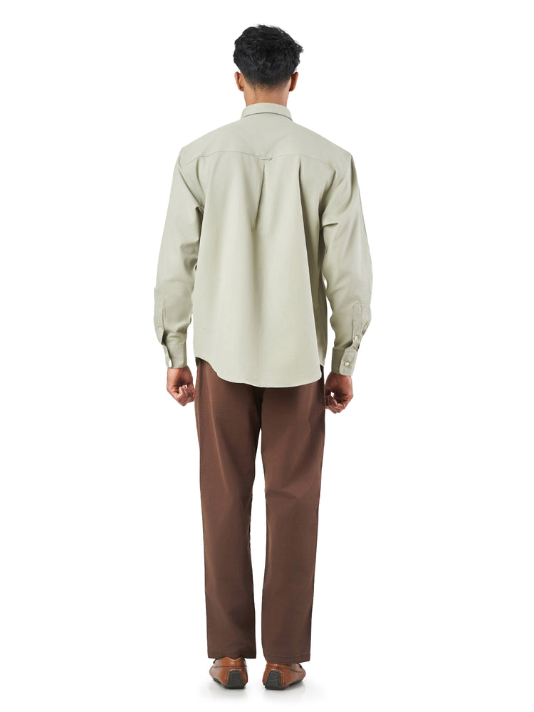 Light Green Cotton Lounge Fit Casual Shirt