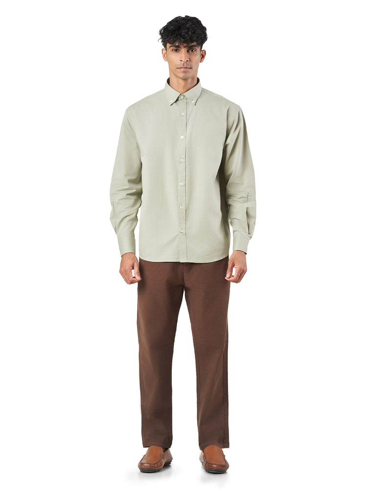 Light Green Cotton Lounge Fit Casual Shirt