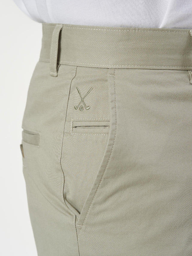 Smart Casual Light Green Cotton Slim Fit Chinos