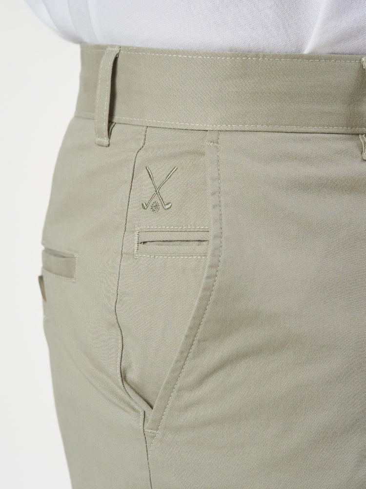 Smart Casual Light Green Cotton Slim Fit Chinos