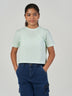 Light Green Solid Cotton Spandex Short Sleeve T-Shirt