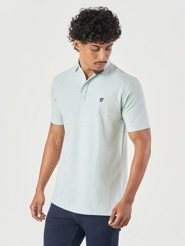 Light Green Striped Polo T-Shirt