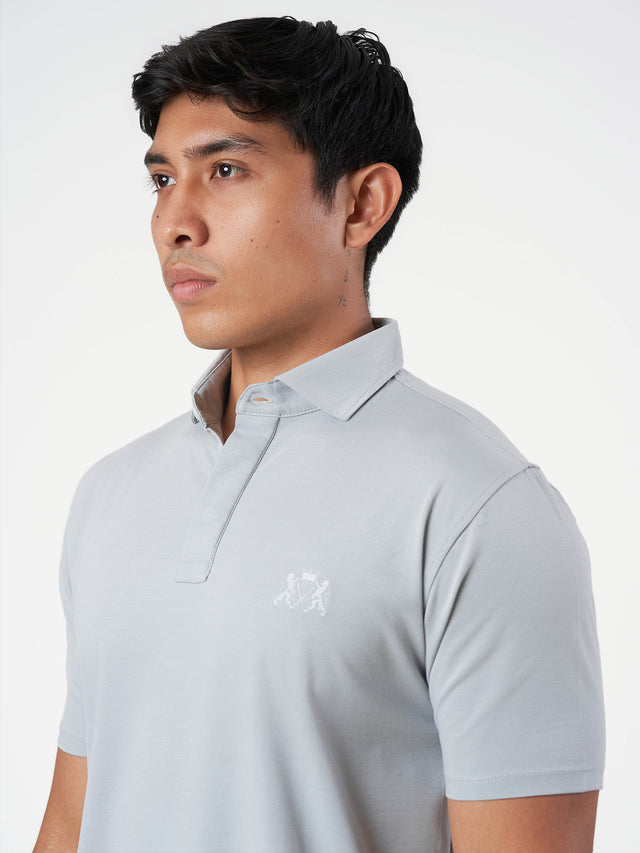 Light Grey Cotton Plain Polo T-Shirt