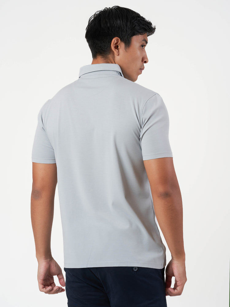 Light Grey Cotton Plain Polo T-Shirt