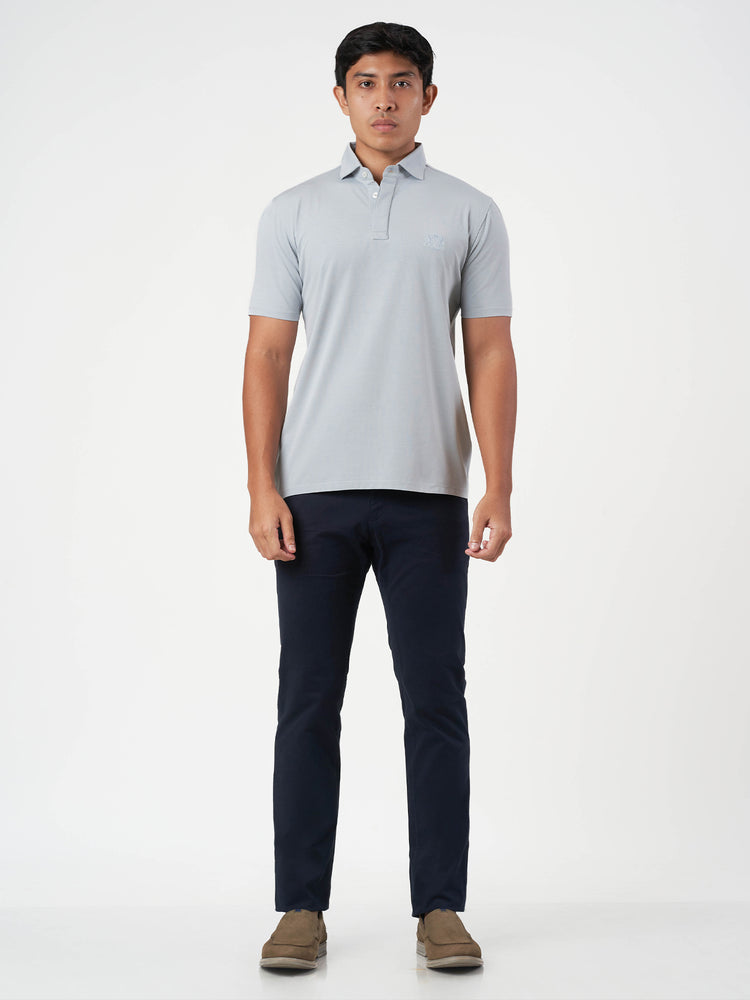 Light Grey Cotton Plain Polo T-Shirt