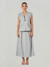 Linen Blend Sleeveless Vest Skirt Set