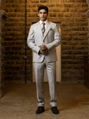Light Grey Wool Pinstripe Slim Fit Suit