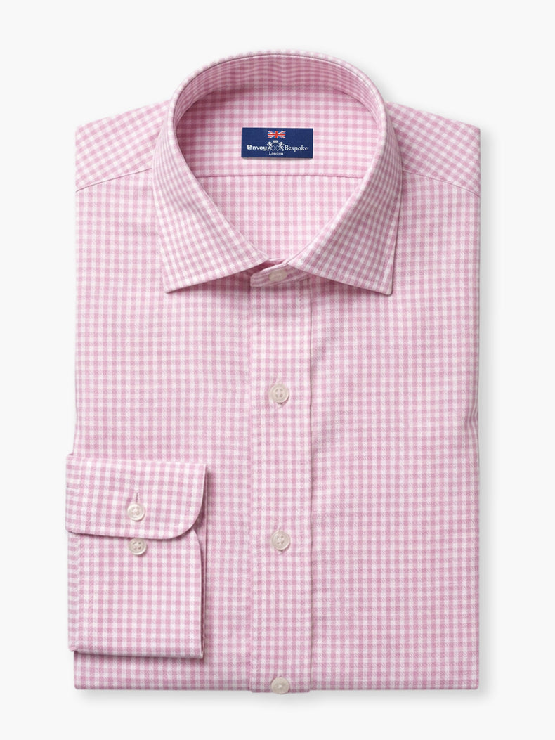Light Pink Checked Cotton Custom Shirt