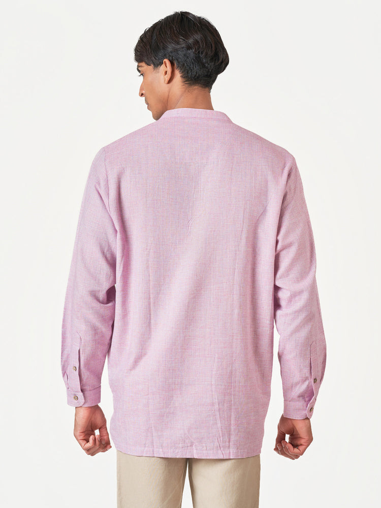 Light Purple Plain Cotton Casual Kurtha