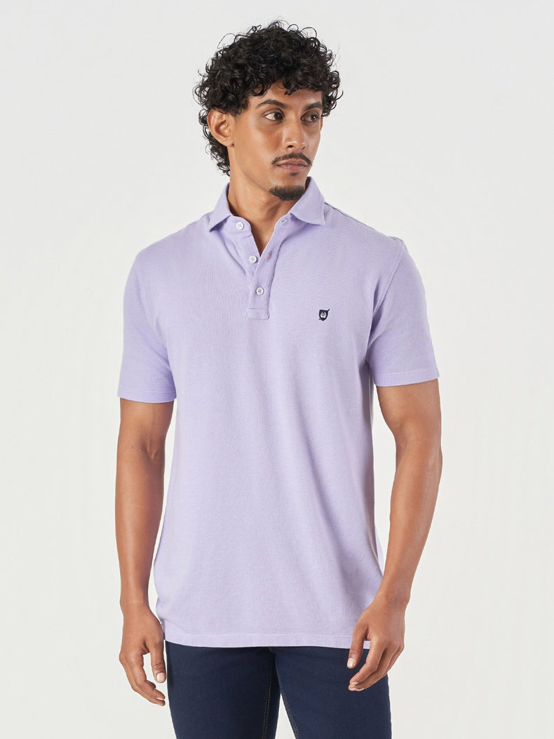 Light Purple Cotton Polo T-Shirt