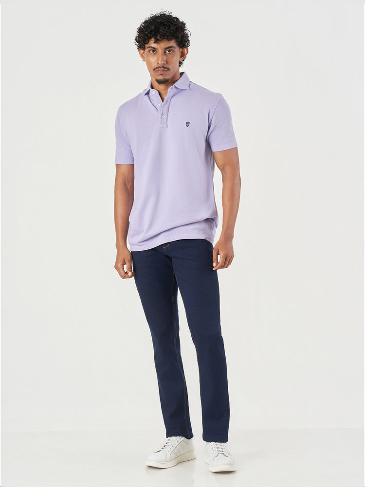 Light Purple Cotton Polo T-Shirt