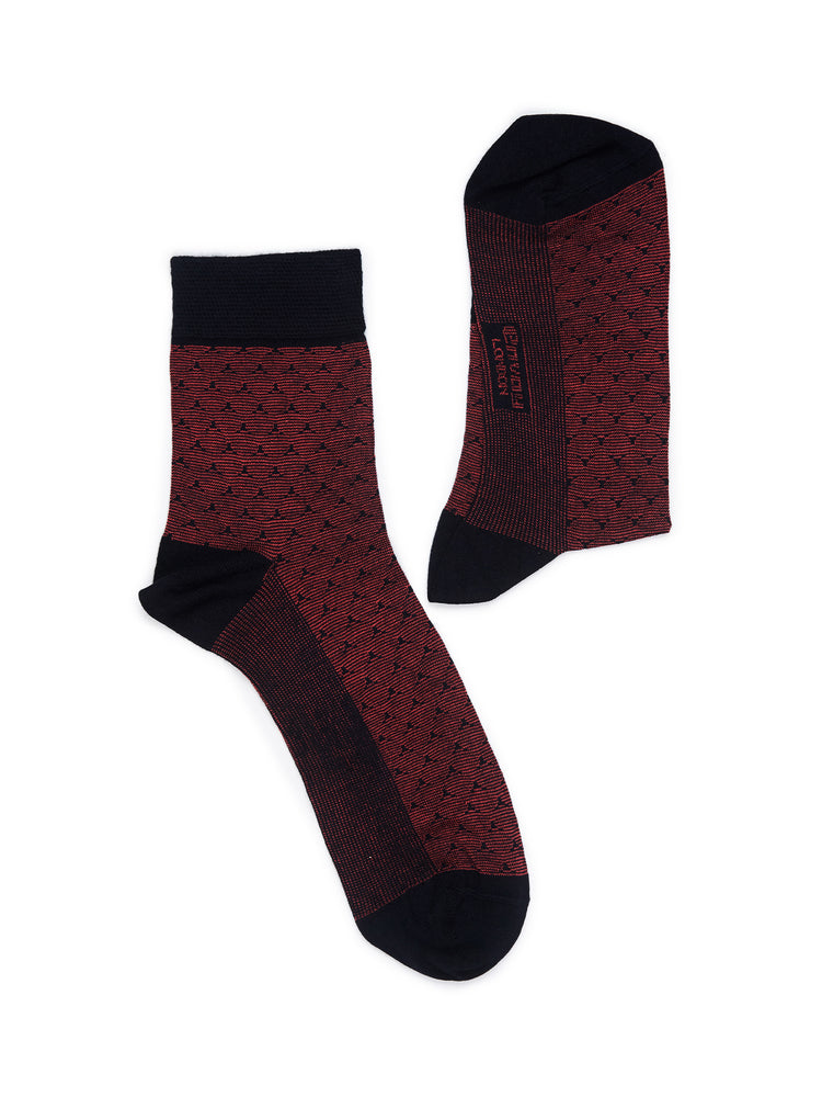 Maroon & Black Bamboo Cotton Crew Socks