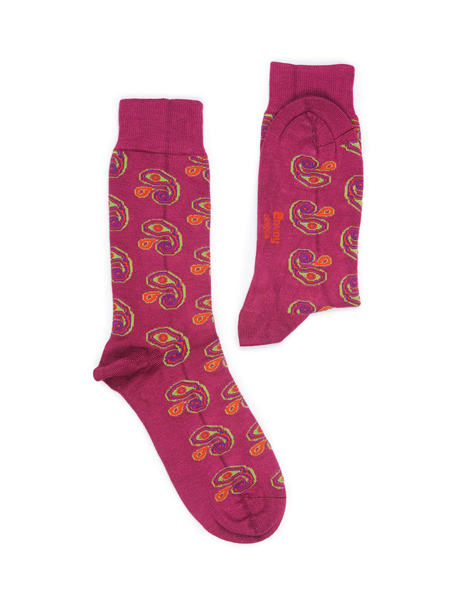 Maroon Bamboo Cotton Crew Socks