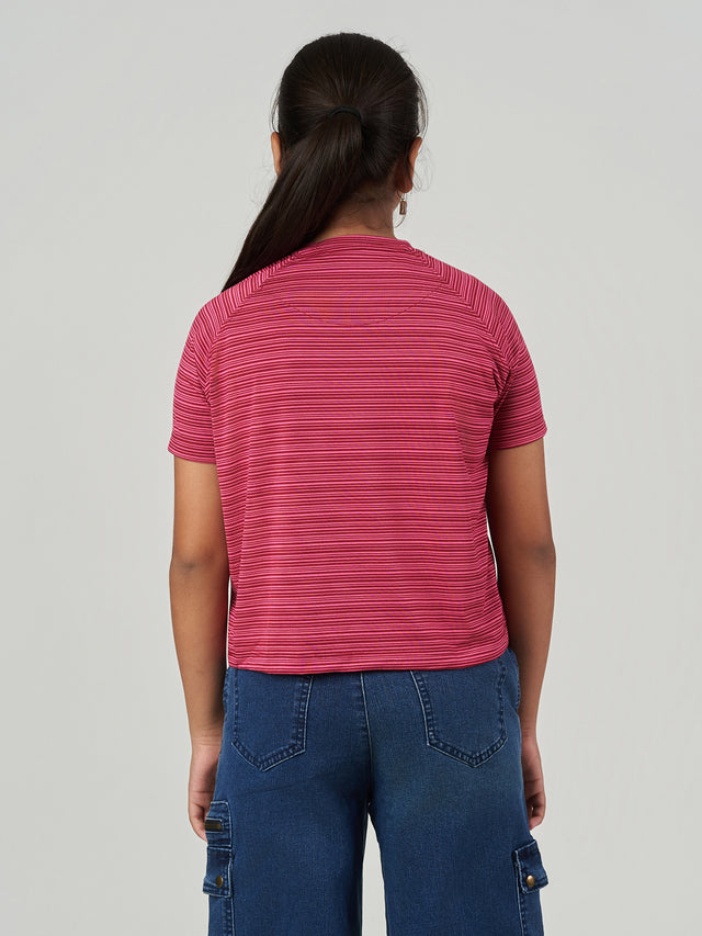 Grey Striped Regular Fit Short Sleeve T-Shirt
