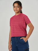 Grey Striped Regular Fit Short Sleeve T-Shirt